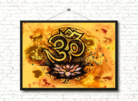 Symbol Om Zen Art Print Om Znak Kwiat Lotosu Duchowa Sztuka ściana Dekoracje Do Domu Jogi Yoga Art Print Plakat Symbol Om Plakat Medytacji