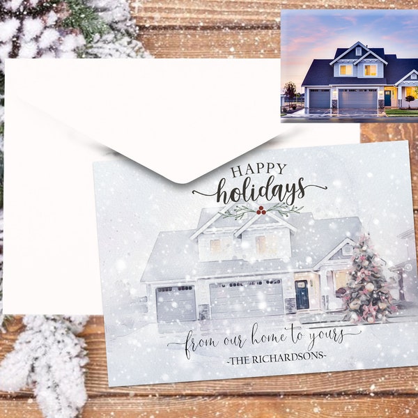 Personalisierte Weihnachtskarte - Druckbare Weihnachtskarte - Individuelle Foto-Weihnachtskarte - Weihnachtskarte Individuell - Von unserem Zuhause zu Ihnen - Geschenk