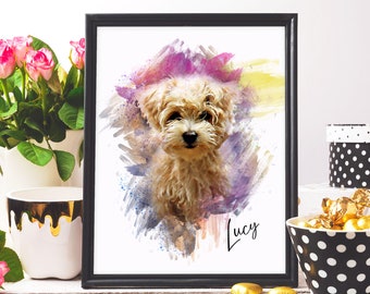 Furbaby Gift - Pet Illustration Art - Colourful Cat Painting - Pet Art Print - Gift for Animal Lover - Splatter Art - Watercolor of Pet