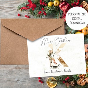 Carte de Noël personnalisée Téléchargement numérique - Carte de Noël imprimable - Carte de Noël vintage - Carte de Noël personnalisée - Téléchargement numérique