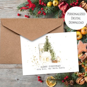 Download digital de cartão de Natal personalizado - Cartão de Natal para impressão - Cartão de Natal vintage - Cartão de Natal personalizado - Download digital