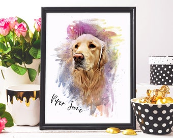 Whimsical Watercolor Painting of Pet - Pet Illustration Art - Colourful Cat Painting - Pet Art Print - Gift for Animal Lover - Splatter Art