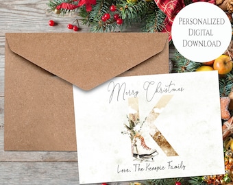 Personalized Christmas Card Digital Download - Printable Christmas Card - Vintage Christmas Card - Holiday Card Custom - Digital Download