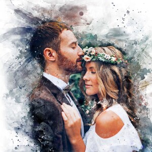 Custom Wedding Photo to Digital Watercolor Art – Personalized Gift