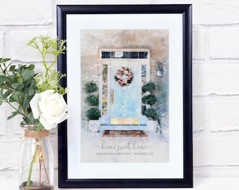 Custom Housewarming Gift - First Home Gift - Front Porch Watercolour - Painting from Photo - Front Door  Illustration - Watercolor of Condo