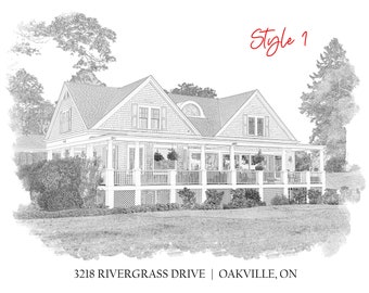 Custom Pencil Drawing from Photo - Personalized Housewarming Gift - Custom Digital House Sketch - Home Art - Black and White Art from Photo