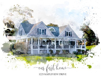 Custom Home Portrait - Custom First Home Gift - Home Art - House Painting from Photo - Custom House Illustration - Watercolor Home Painting