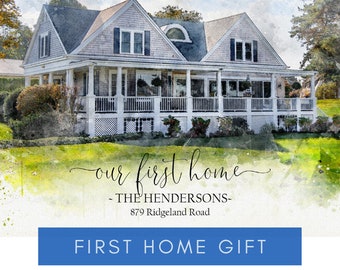 Custom First Home Gift - House Drawing from Photo - Watercolor House Painting - Custom Home Illustration - Watercolor Portrait from Photo