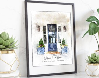 Custom Front Porch Portrait - First Home Gift - Home Art - House Painting from Photo - Front Door  Illustration - Watercolor of Condo - Gift