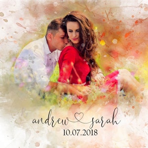 Engagement Gift for Couple - Watercolor Engagement Painting - Digital Watercolor Painting - Custom Gift for Engagement - Wedding Shower Gift