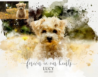Personalized Watercolor Pet Portrait – Custom Dog Painting from Photo