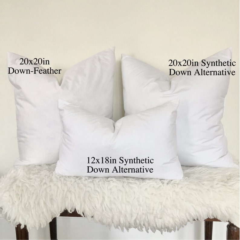 20x20in 12x18in 8x16in Pillow Insert Synthetic Down Pillow Etsy Canada