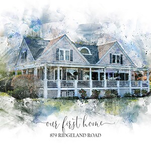 Custom House Drawing - Watercolor Painting of Home - Digital Watercolor Illustration - Personalized First Home Gift - Realtor Closing Gift