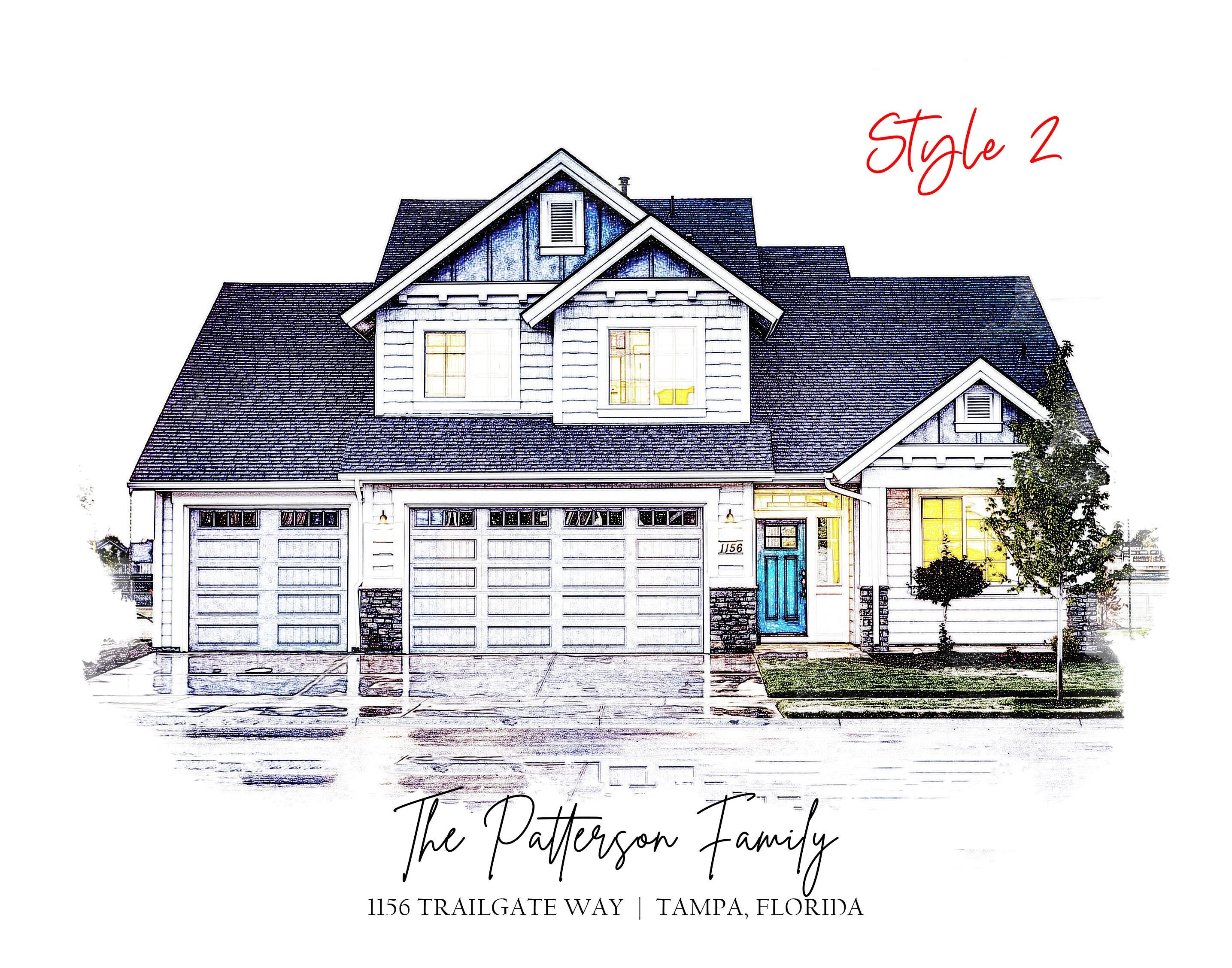 Pencil Sketch of Home - Custom Digital House Sketch - Custom Pencil ...
