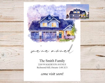 We've Moved Digital Moving Announcement Cards - Custom Moving Announcement Cards - Watercolor from Photo - Personalized New Address Cards