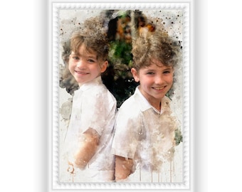 Personalized Watercolor Portrait from Photo: Custom Digital Painting