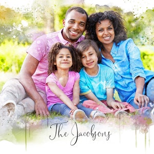 Custom Watercolor Painting of Family - Digital Watercolor Illustration - Custom Watercolor Family Portrait - Painting from Photo - Family