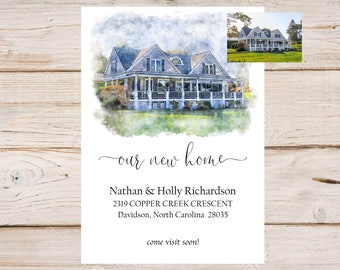 Custom Moving Announcement Card - We've Moved Announcement Card Printable - Watercolor from Photo - New Address Card - Address Change Cards