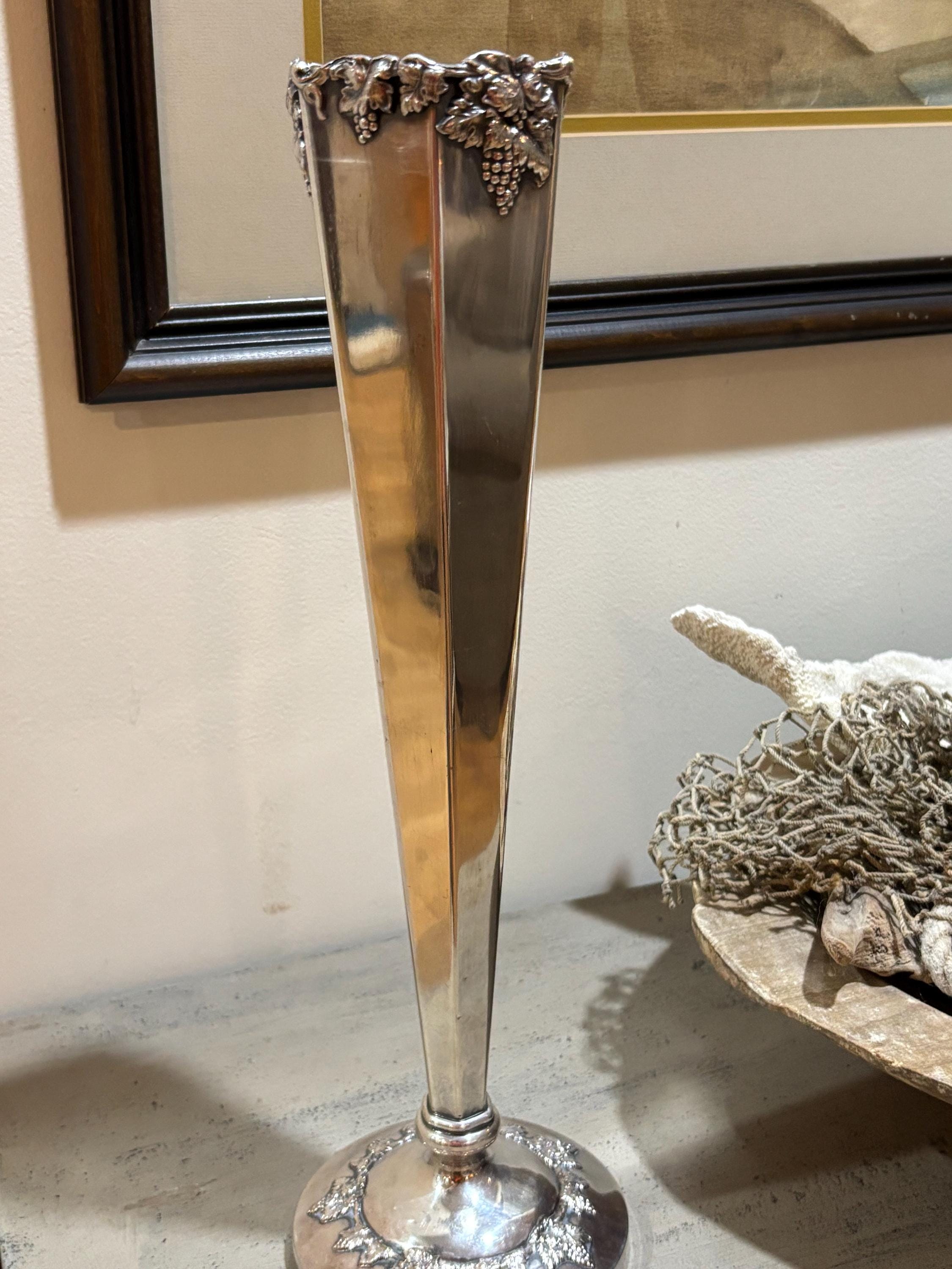 Vintage Silver Trumpet Vase - Etsy