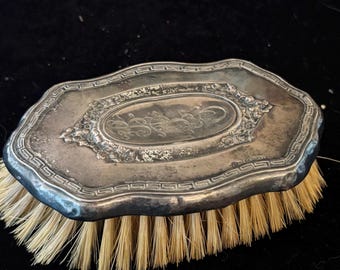 Antique Sterling Silver Dresser Brush Vanity Brush Art Nouveau Floral Repousse Hair Brush