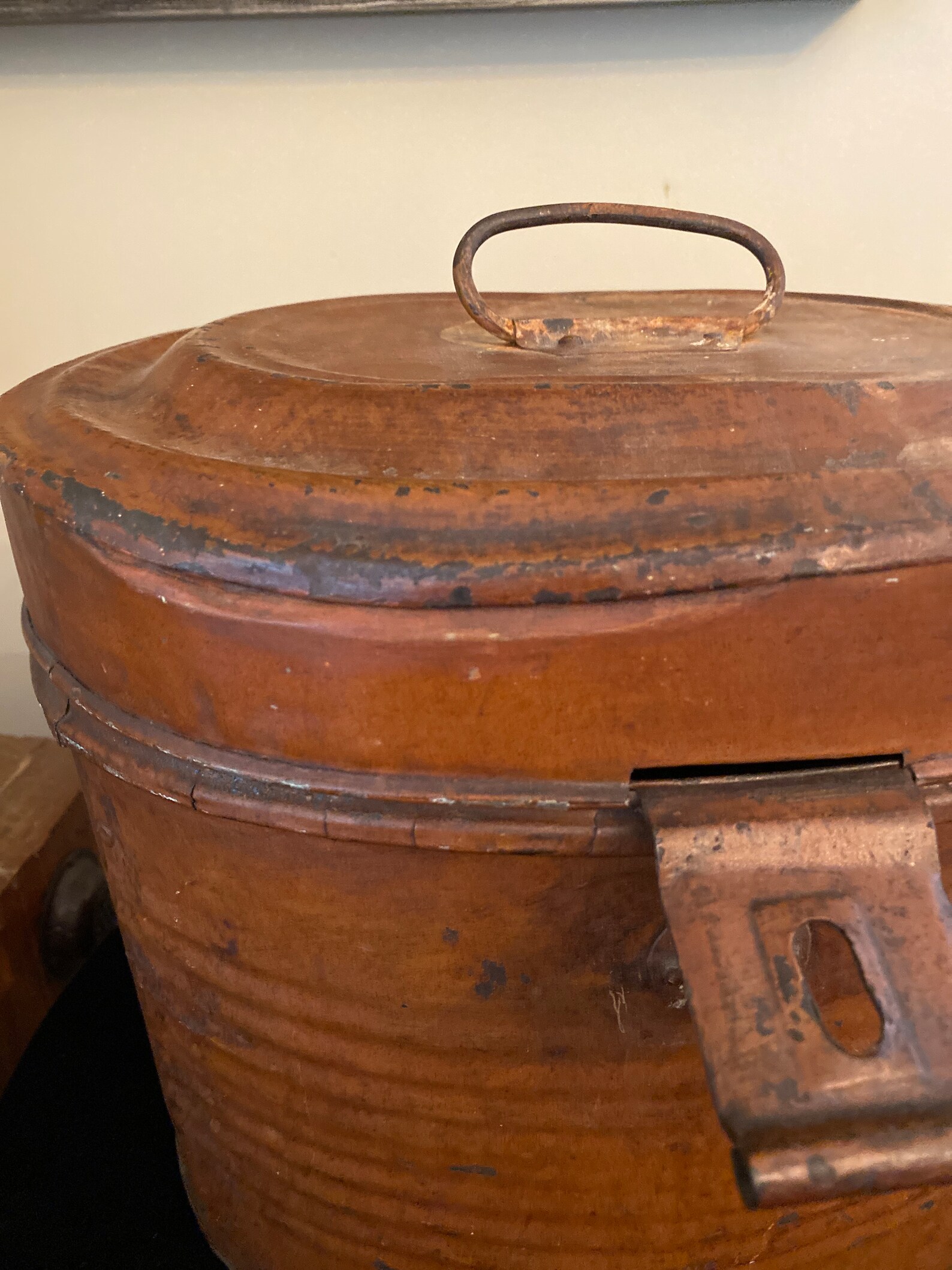 Antique 1900s Tin Hat Box Etsy