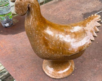Large Signed Reggie Meaders Folk Art Pottery Rooster Mossy Creek GA
