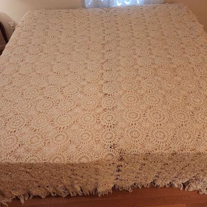 Vintage Hand Crotched Bed Spread - King