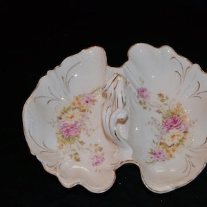Antique CT Germany Carl Tielsch Porcelain Double bowl serving dish
