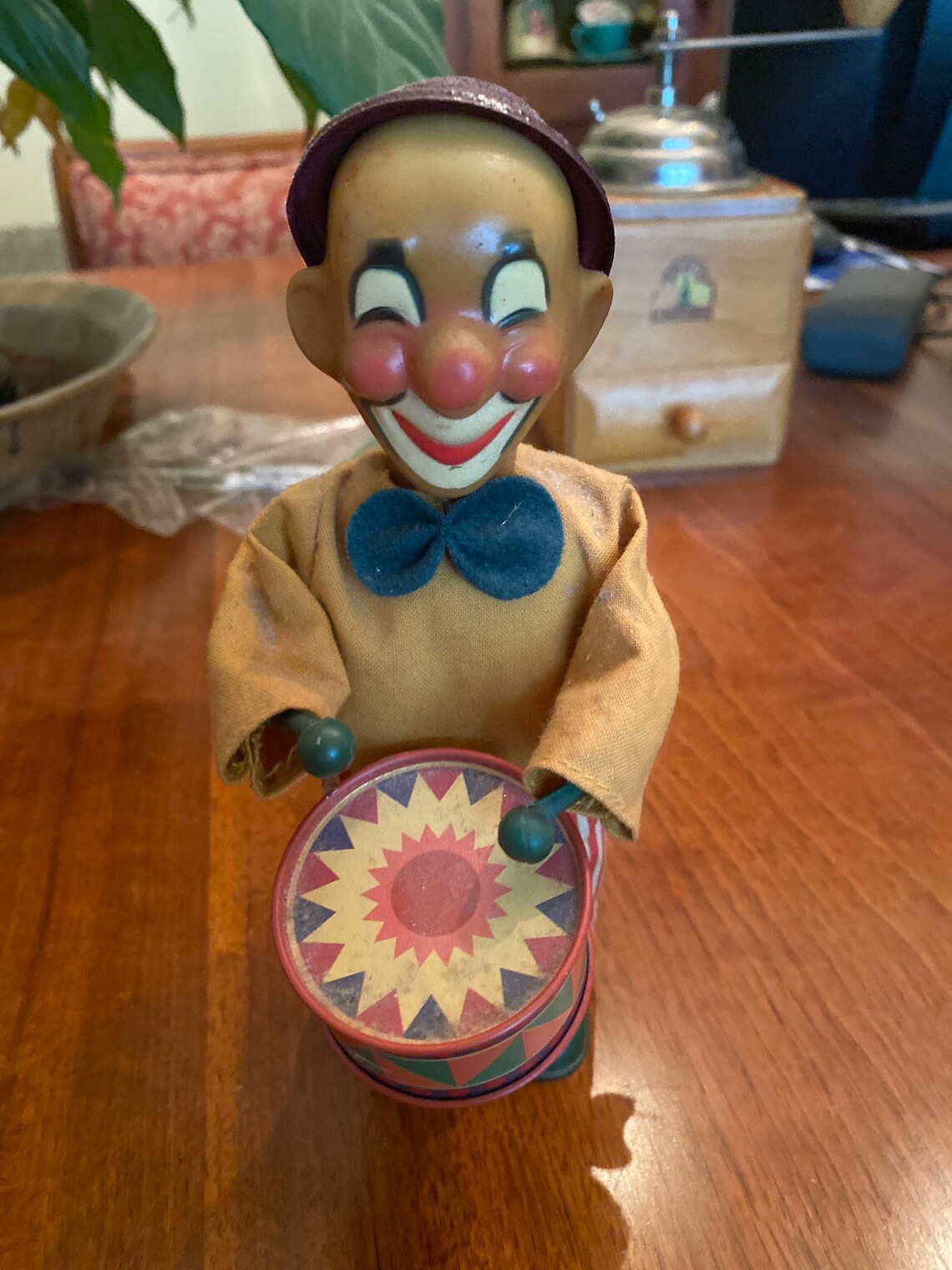 Vintage clown wind up toy with drum Etsy