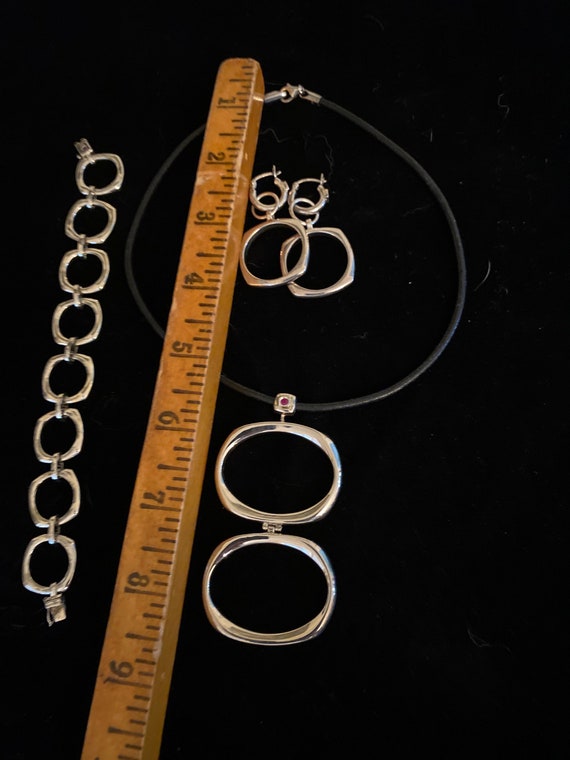 Vintage modern 925 silver jewelry set - image 5