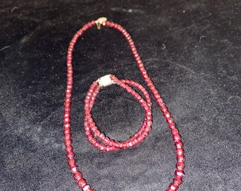 Vintage Cut Garnet necklace and Bracelet set