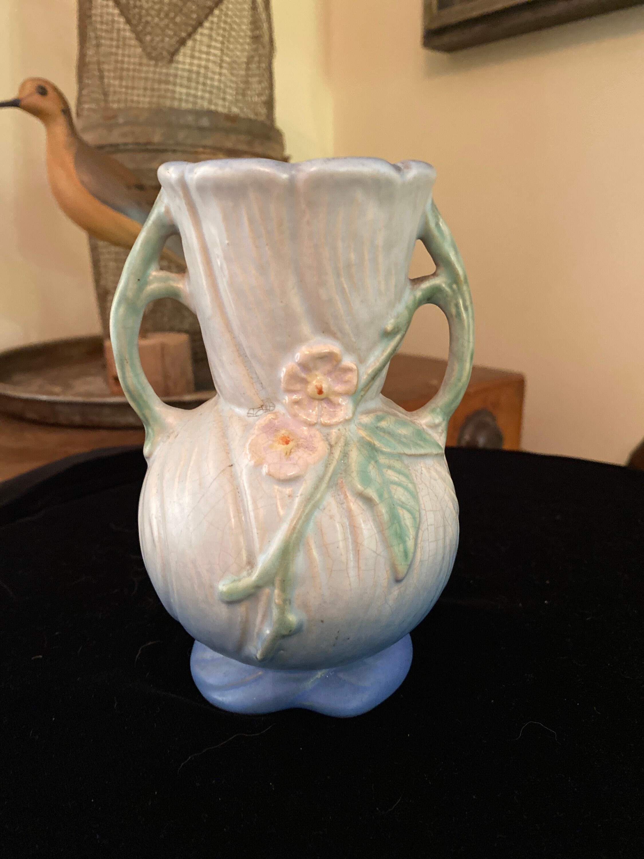 1930S Weller Cherry Blossom Double Handled Vase