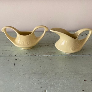 Vintage USA Pottery Cream and Sugar Set.