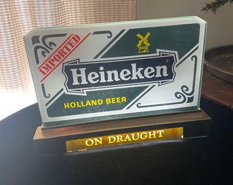 Placa de bar iluminada vintage Heineken