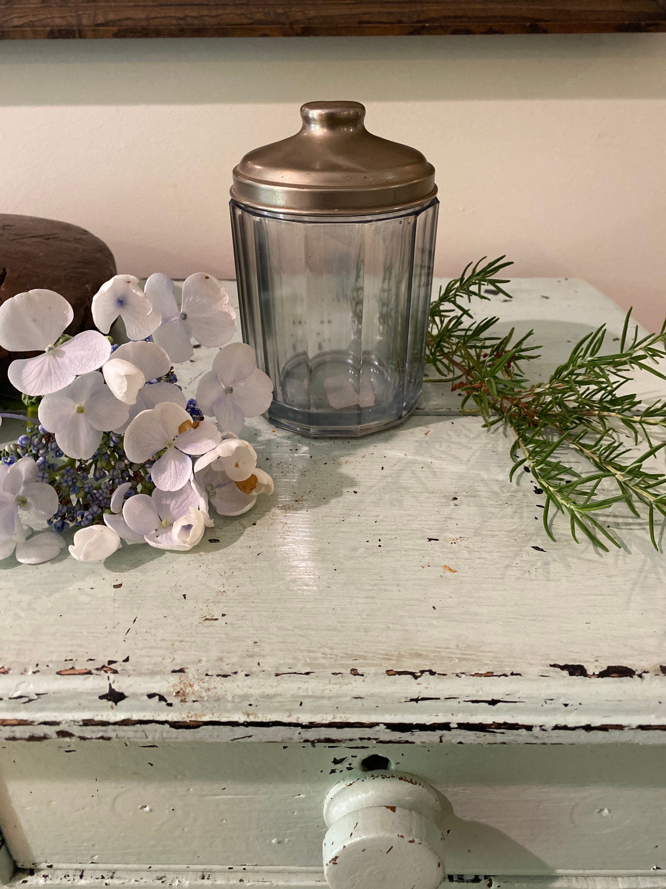 1800s Flint Glass Jar With Lid Etsy UK