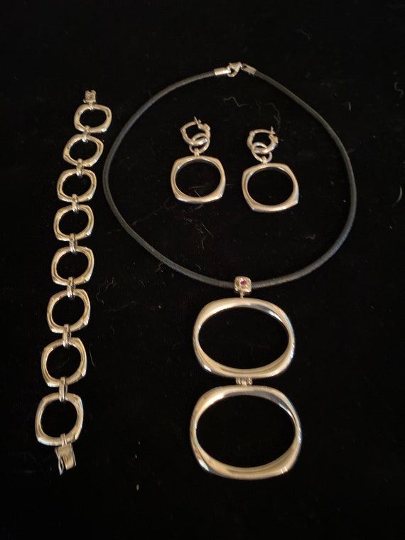 Vintage modern 925 silver jewelry set - image 1