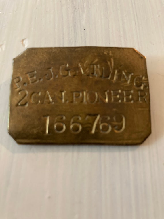 Antique Brass World War II Identification Pin.
