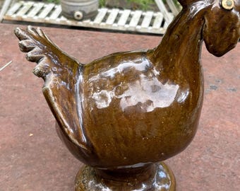Large Signed Reggie Meaders 1993 Folk Art Pottery Rooster Mossy Creek GA Southern Stoneware