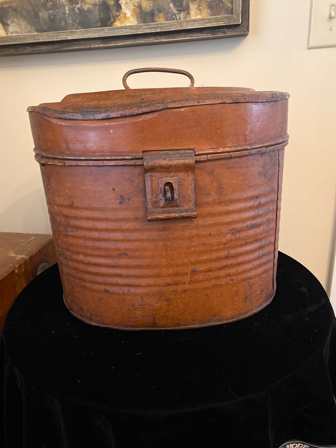 Antique 1900s Tin Hat Box Etsy