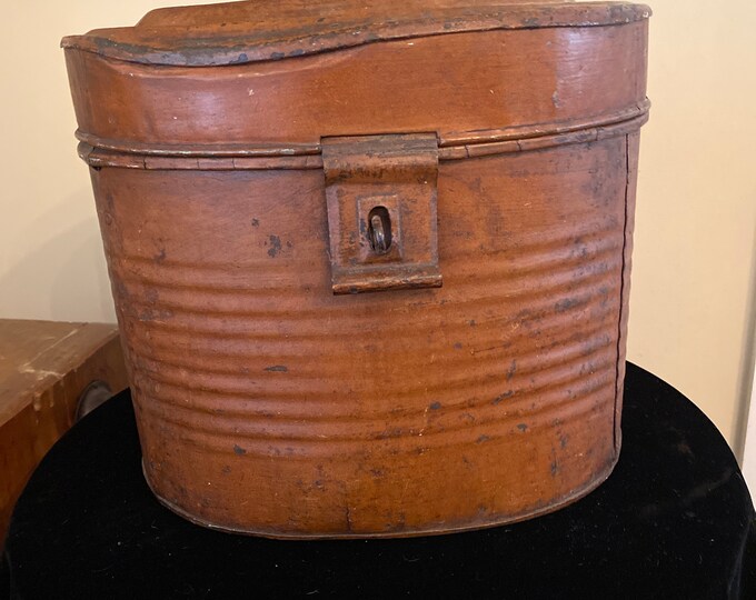 Antique 1900s Tin Hat Box Etsy