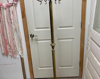 Vintage Italian Solid Brass Coat Rack Hall Tree - Lion Head Paw Feet - Revolving