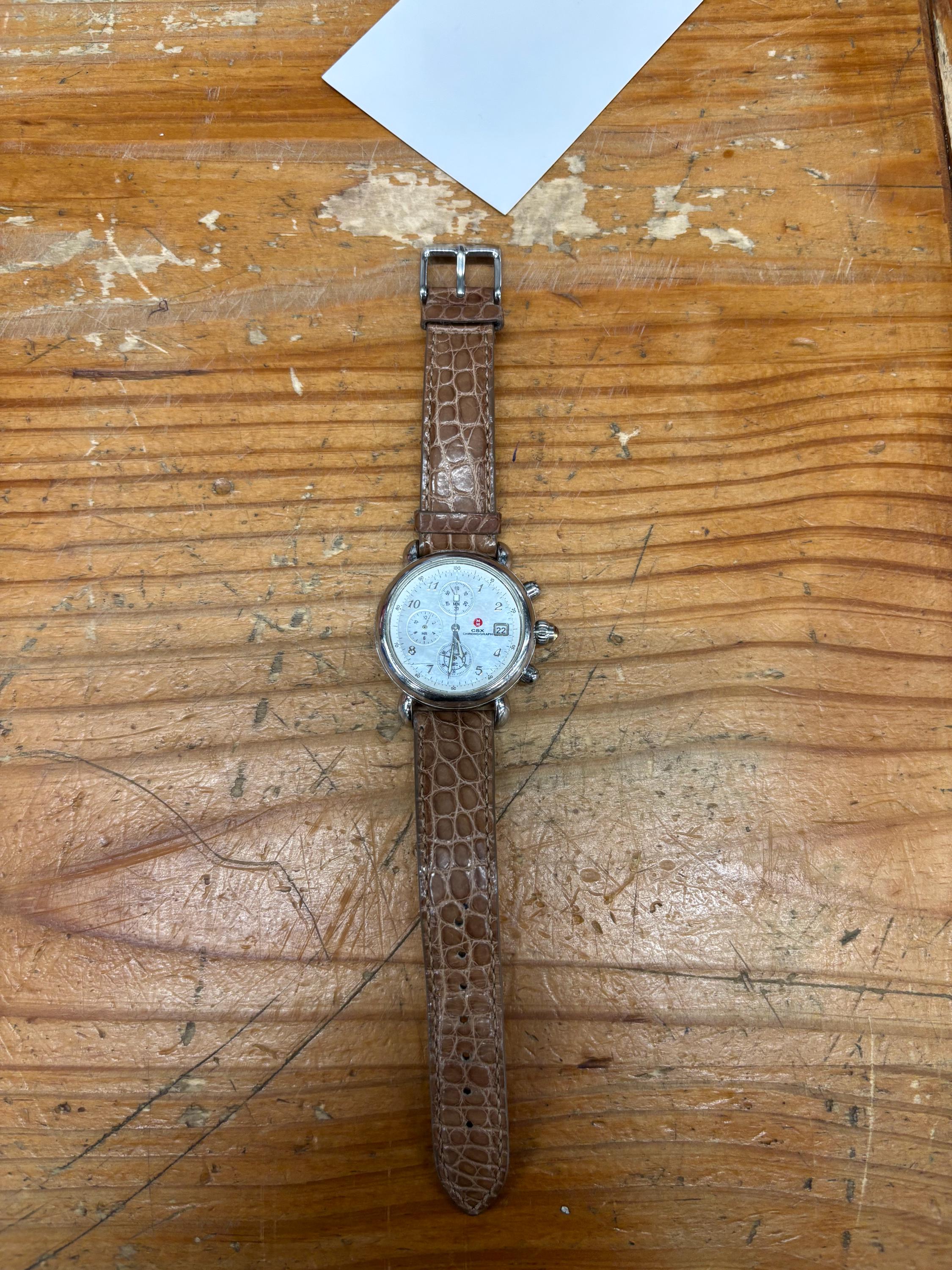 MICHELE CSX CHRONOGRAPH Watch 71-2000/3000 Tan Alligator Band - Etsy