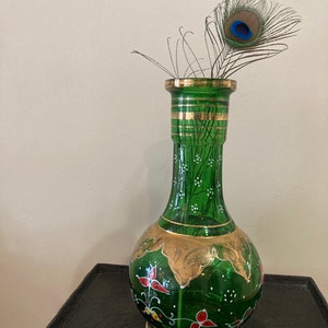 Vintage Bohemian Hand Painted Glass Decanter.
