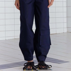 High waist jeans / Navy blue cargo pants / Denim pants / Denim trousers / Gorpcore jeans / Racing jeans image 1