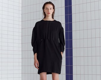 Black mini dress | Black sweater dress | Black long sleeve dress | Black minimalist dress / women clothing / minimal fashion / OHMY