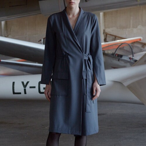 Midi wool shops dress / Formal gray dress / Elegant dress / Office dress / Long sleeve dress / Straight cut dress / Designer clothing / OHMY