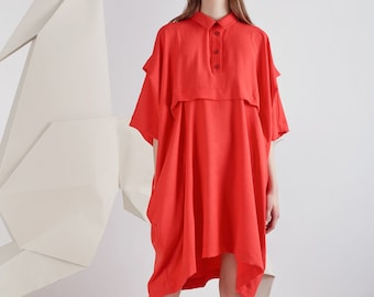 Red dress / Cocktail dress / Shirtdress / Polo dress / Tunic / Plus size dress / Wedding guest dress / Formal dress / Summer dress / OHMY