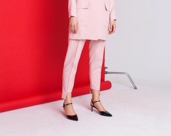 Pink pencil pants / Pink women trousers / Pink formal pants / Designer trousers / Limited pants / Smart pants / Suit pants / Formal trousers