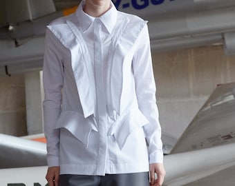 White classic shirt / White classic blouse / White tunic / Formal clothing / Plus size blouse / Plus size shirt / Office clothing / OHMY