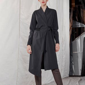 Grey wrap coat / Grey trench coat / Grey women's jacket / Waterproof wrap jacket / Avantgarde trench coat image 1